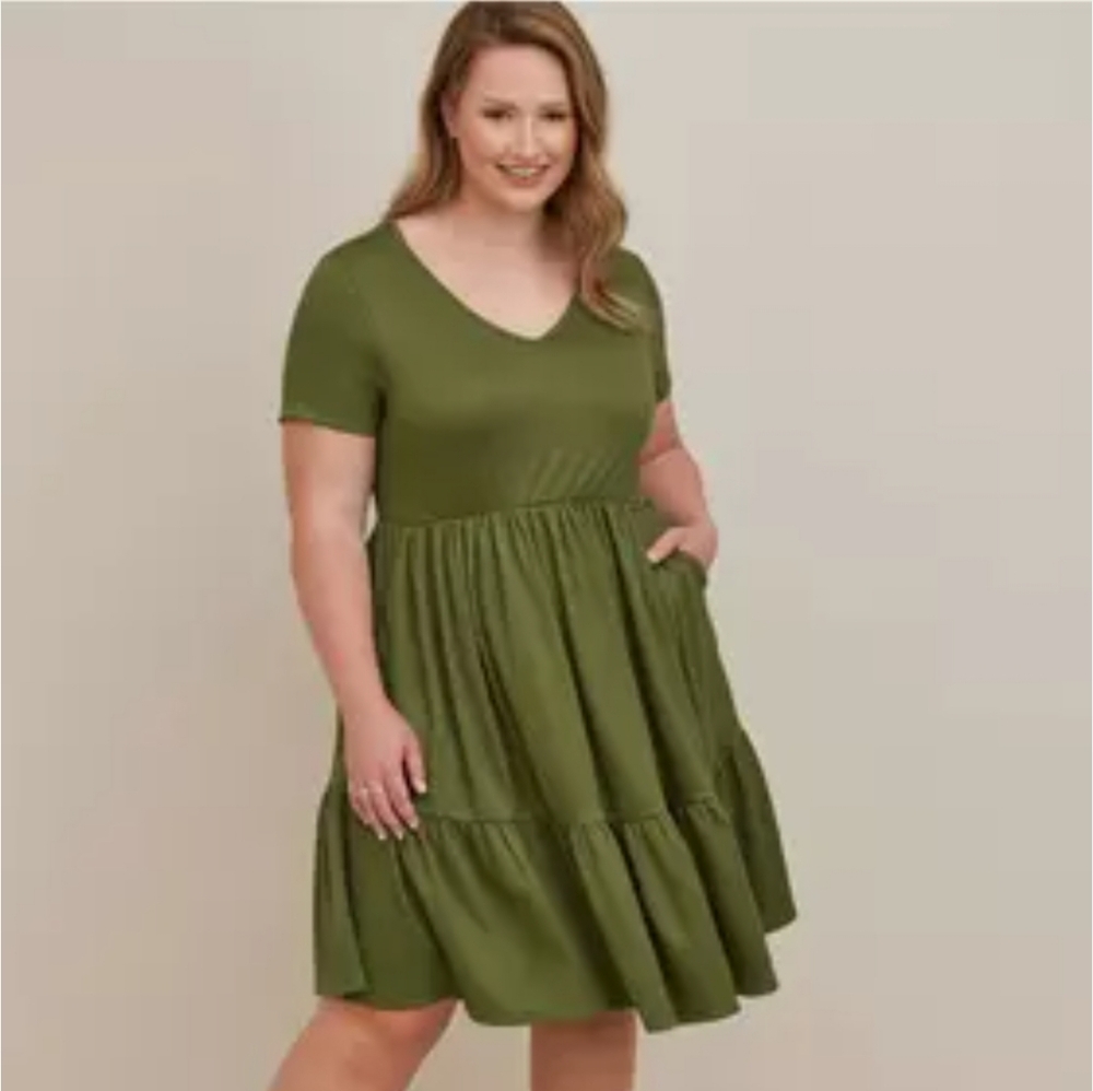 Torrid Olive Dress with V-Neck